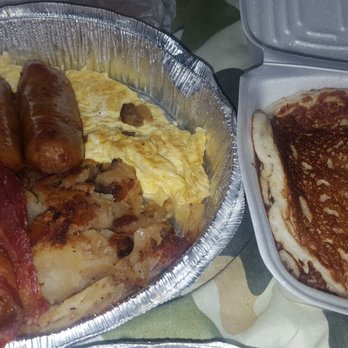 Cozy Cottage Restaurant - Big breakfast-2 eggs, 2 sausages, 2 strips of bacon, 2 pancakes & home fries w/ toast. - Breakfast & Brunch Near Me - Bronx, New York