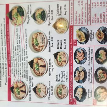 Menya le Nood - Ramen menu 01/10/2024 - Ramen Near Me - Honolulu, Hawaii