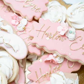 Cake - Gourmet Sugar Service - Name plate, Rosette and ballet slipper sugar cookies. - Desserts Near Me Cake - Gourmet Sugar Service - Name plate, Rosette and ballet slipper sugar cookies. - Desserts Near Me