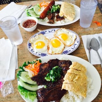 Com Tam Dat Thanh - top: #61 substitute pork chop w/ bbq pork (thit nuong) ; bottom: #12 - Vietnamese Near Me - San Jose, California