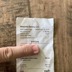 Bespoke Bakery & Cafe - Proof of Purchase