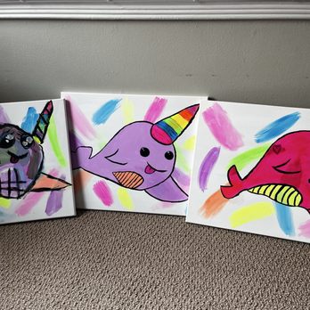 Pinot's Palette - Our Narwhals. Which one did the 7 yr old do?? - Paint & Sip Near Me - San Bruno, California Pinot's Palette - Our Narwhals. Which one did the 7 yr old do?? - Paint & Sip Near Me - San Bruno, California