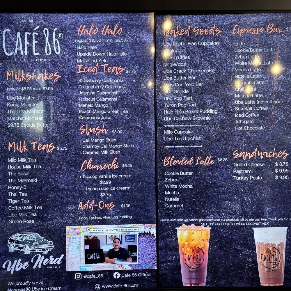 Cafe 86 - Menu - Desserts Near Me - Tustin, California