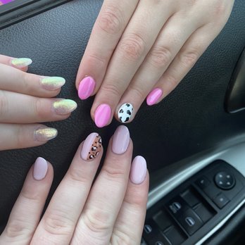 TBD Nail Salon - Translucent nails, leopard print nail, and cow print nail. - Nail Salons Near Me - Gretna, Louisiana