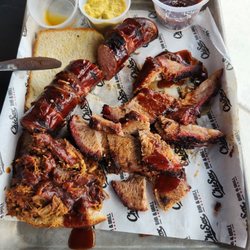 ChiSox Bar & Grill - Smoked meat platter ( after we cut it up)