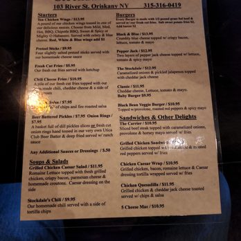 Stockdale's Bar & Grill - Menu - Beer, Wine & Spirits Near Me - Oriskany, New York Stockdale's Bar & Grill - Menu - Beer, Wine & Spirits Near Me - Oriskany, New York