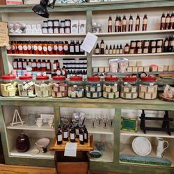 Comanche Mercantile - Oils, jams, and jellies. (We took home that magazine stand at the center front of the picture!)