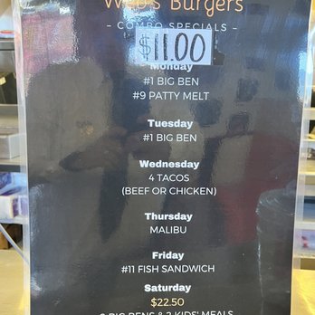 Web's Burgers - Menu - Burgers Near Me - Modesto, California