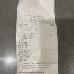 Popeyes Louisiana Kitchen - My receipt