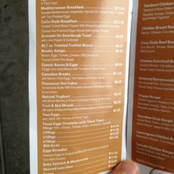 CoCozy Cafe - Part of breakfast menu