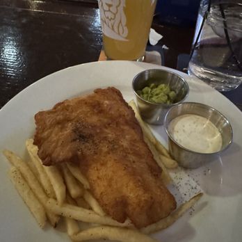 Knoll Street Tavern - Fish & Chips - fries, tartar sauce, mushy peas - American Near Me - Boston, Massachusetts