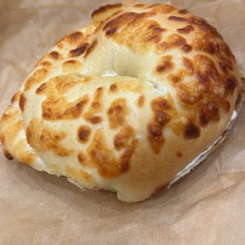 Noah's NY Bagels - Asiago bagel with cream cheese - Bagels Near Me - Los Angeles, California