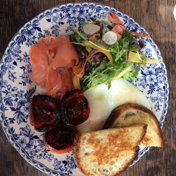 The Allis - Charred tomatoes, smoked salmon, two eggs, toast and they kindly substituted in a salad because I am allergic to avocados - Lounges Near Me - Chicago, Illinois The Allis - Charred tomatoes, smoked salmon, two eggs, toast and they kindly substituted in a salad because I am allergic to avocados - Lounges Near Me - Chicago, Illinois
