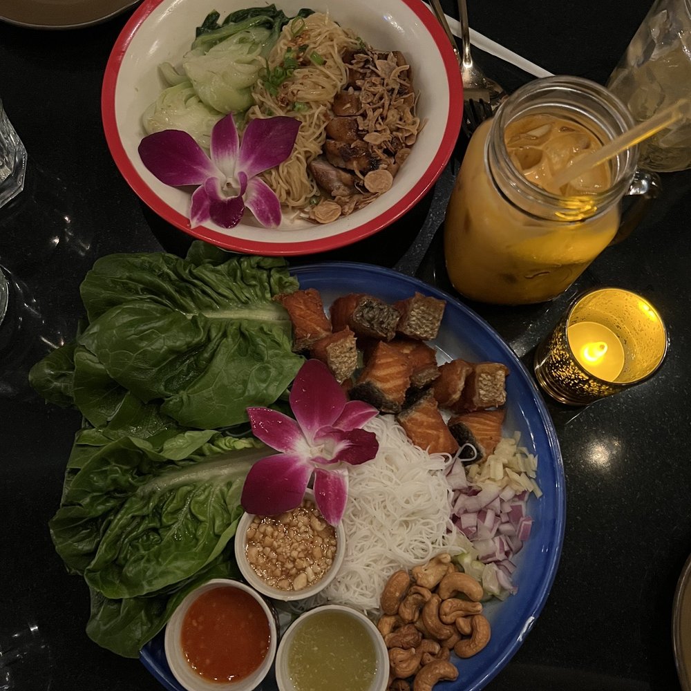 Valla Table - Duck Tamarind, Miang Salmon, Thai Iced Tea - IG @bougiefoodieboi - Thai Near Me - New York, New York Valla Table - Duck Tamarind, Miang Salmon, Thai Iced Tea - IG @bougiefoodieboi - Thai Near Me - New York, New York