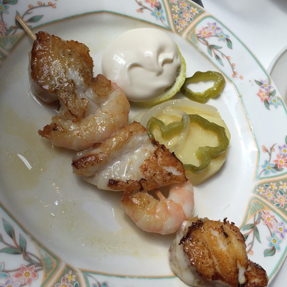 Ganbara - Loved this seafood skewer: monkfish was excellent. 5 stars - Basque Near Me - Donostia / San Sebastián, SS Ganbara - Loved this seafood skewer: monkfish was excellent. 5 stars - Basque Near Me - Donostia / San Sebastián, SS