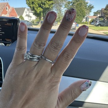 J Crystal Nail & Spa - Floral nail art with French tips - Nail Salons Near Me - New Hyde Park, New York J Crystal Nail & Spa - Floral nail art with French tips - Nail Salons Near Me - New Hyde Park, New York