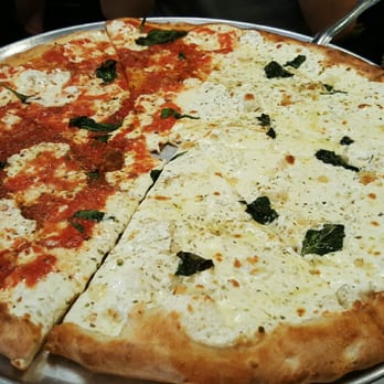 Juliana's - Large Half White/Half Margherita pizza. - Pizza Near Me - Brooklyn, New York