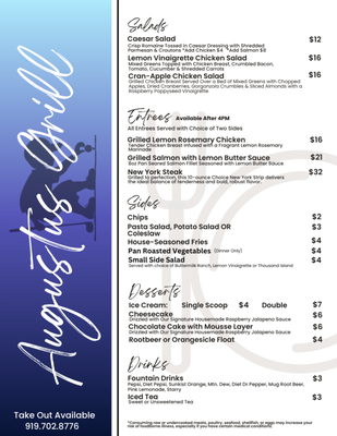 Menu photo 2 Augustus Grill Louisburg, NC