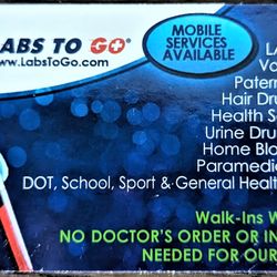 Labs To Go - This is the back side of their business card.  Photo taken July 28, 2023.