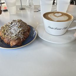 Pistachio croissant and cafe de olla Pistachio croissant and cafe de olla