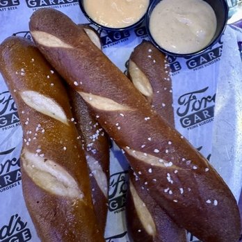 Ford's Garage Boynton Beach - Soft pretzels and cheese and honey mustard for dipping - Comfort Food Near Me - Boynton Beach, Florida Ford's Garage Boynton Beach - Soft pretzels and cheese and honey mustard for dipping - Comfort Food Near Me - Boynton Beach, Florida