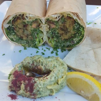 Sidewalk Grill - Falafel Wrap with a side of Babaganoush - Mediterranean Near Me - Los Angeles, California Sidewalk Grill - Falafel Wrap with a side of Babaganoush - Mediterranean Near Me - Los Angeles, California