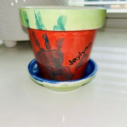 Pick N Paint Pottery - Handprint flower pot with dish