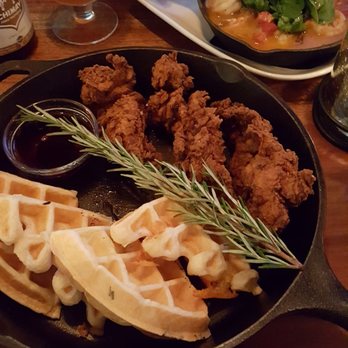 Local Kitchen - 10 Shrimp walk into a bar, special drunken shimp sauce and Brux Chicken & Waffles.with sriacha maple syrup. - Cocktail Bars Near Me - Torrance, California Local Kitchen - 10 Shrimp walk into a bar, special drunken shimp sauce and Brux Chicken & Waffles.with sriacha maple syrup. - Cocktail Bars Near Me - Torrance, California
