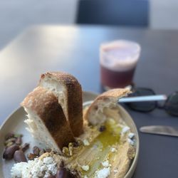 Nola Kitchen - Hummus plate and pear juice--