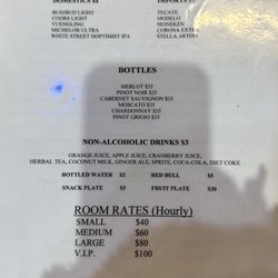 K-Mix Karaoke & Bar - Drink Menu and Room rates