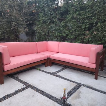 New Work Design Custom - Ricardo was able to reuse the old foam but added lining to fill in the holes that the squirrels had bitten off...and voila! - Furniture Reupholstery Near Me - Los Angeles, California New Work Design Custom - Ricardo was able to reuse the old foam but added lining to fill in the holes that the squirrels had bitten off...and voila! - Furniture Reupholstery Near Me - Los Angeles, California