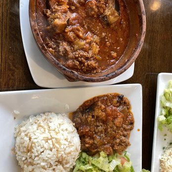 Cairo Restaurant & Cafe - Fried eggplant with ground beef ( mosakaa) - Hookah Bars Near Me - Anaheim, California Cairo Restaurant & Cafe - Fried eggplant with ground beef ( mosakaa) - Hookah Bars Near Me - Anaheim, California