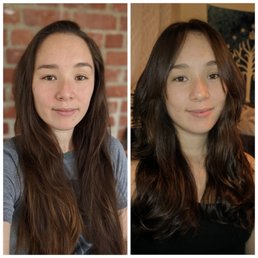 Before and after by Kobayashi-san. Japanese airwave perm, long curtain bangs, and about a ~6 inch cut, and I'm completely obsessed! Before and after by Kobayashi-san. Japanese airwave perm, long curtain bangs, and about a ~6 inch cut, and I'm completely obsessed!
