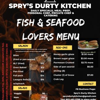 Spry’s Durty Kitchen - New menu - Caterers Near Me Spry’s Durty Kitchen - New menu - Caterers Near Me