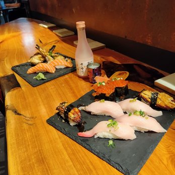 Go Sushi - I'm a slow eate and saving great food! Salmon/Sake' sushi with a wonderfully meaty moist grilled fresh Hamachi Kama/Yellowtail jaw. Oishi! - Sushi Bars Near Me - Flagstaff, Arizona