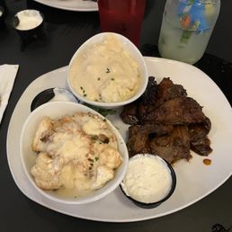 -Braised BBQ Short Rib w/ Cheesy Grits and Cauliflower Au Gratin -Braised BBQ Short Rib w/ Cheesy Grits and Cauliflower Au Gratin