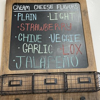 Abraham Bagel Cafe - Cream cheese flavor menu - Coffee & Tea Near Me - Encino, California