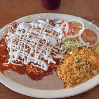 El Garambullo Mexican Restaurant - The enchiladas red with chicken.  They were amazing! - Mexican Near Me - Hurst, Texas