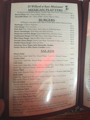 Menu photo 7 The Willard Franklin, IN