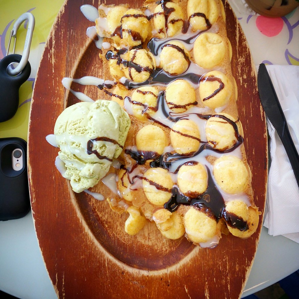 Quickly Boba N Snow - Egg puff waffle with matcha ice cream - Bubble Tea Near Me - Orlando, Florida Quickly Boba N Snow - Egg puff waffle with matcha ice cream - Bubble Tea Near Me - Orlando, Florida
