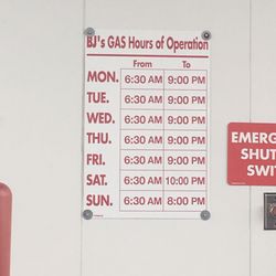 BJs Gas - Hours as of November 2017