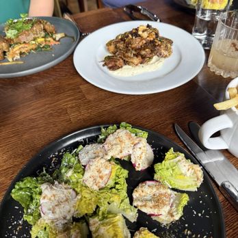 Chelsea - Japanese Caesar, Brussel Sprouts in the background, Wasabi Crusted Tuna - New American Near Me - Santa Monica, California