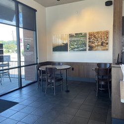 Art work and seating inside