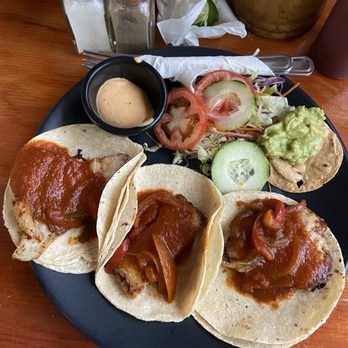 La Barracuda Tulum - Fish tacos Diablo (preferred this over the normal fish tacos) - Seafood Near Me - Tulum, ROO La Barracuda Tulum - Fish tacos Diablo (preferred this over the normal fish tacos) - Seafood Near Me - Tulum, ROO