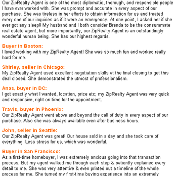 ZipRealty - sample testimonials. See ratings for DC area Realtors at www.ziprealty.com/real-estate-agents/d/4/DC/list - Real Estate Agents Near Me - Vienna, Virginia ZipRealty - sample testimonials. See ratings for DC area Realtors at www.ziprealty.com/real-estate-agents/d/4/DC/list - Real Estate Agents Near Me - Vienna, Virginia