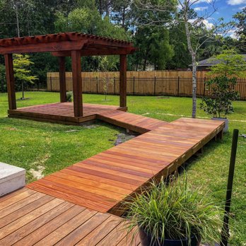 Phoenix Outdoor Concepts - 4x30 Cumaru walkway w/ 12x12 Cumaru and cypress deck - Decks & Railing Near Me - Pace, Florida Phoenix Outdoor Concepts - 4x30 Cumaru walkway w/ 12x12 Cumaru and cypress deck - Decks & Railing Near Me - Pace, Florida