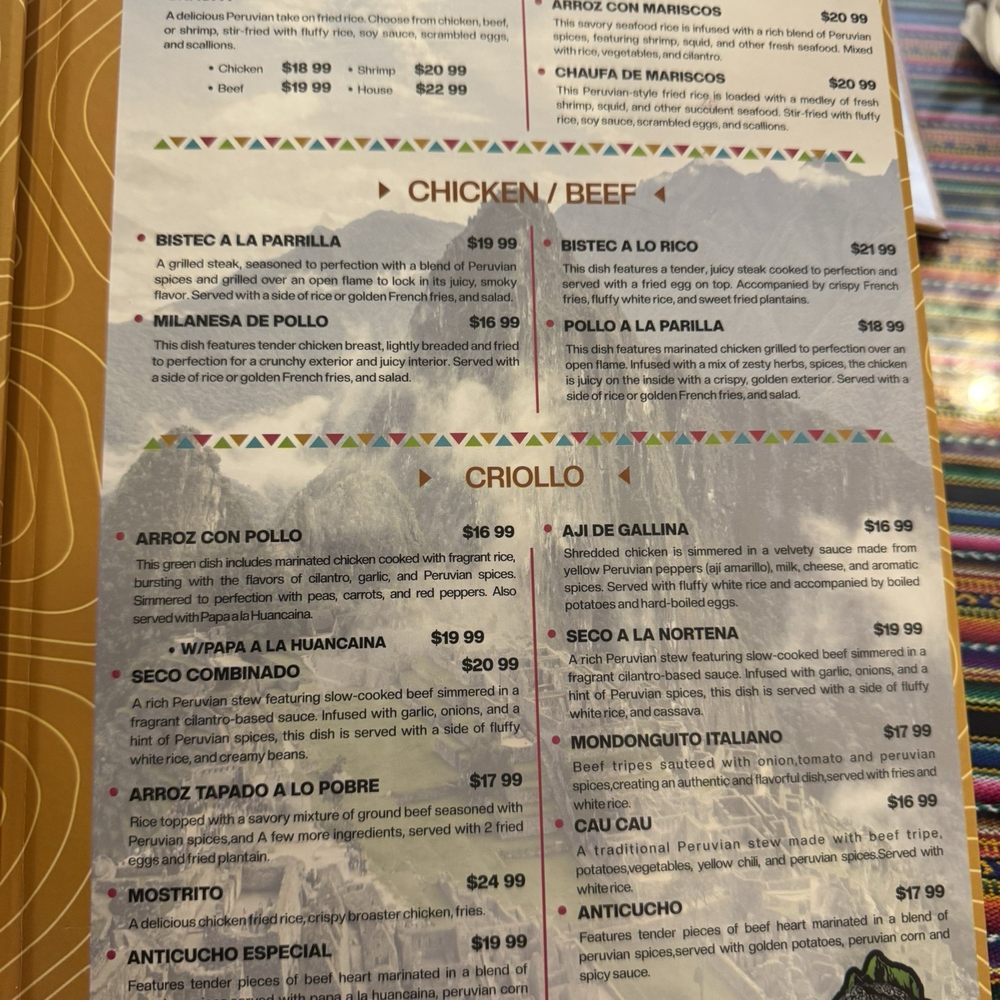 Cuzco Peruvian Cuisine - menu - Peruvian Near Me - Atlanta, Georgia