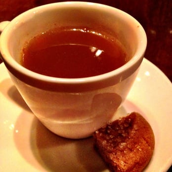 BlackSalt - Chef tasting palate cleanser. Hot apple cider with bite of molasses cookie - Seafood Near Me - Washington, DC, District of Columbia BlackSalt - Chef tasting palate cleanser. Hot apple cider with bite of molasses cookie - Seafood Near Me - Washington, DC, District of Columbia