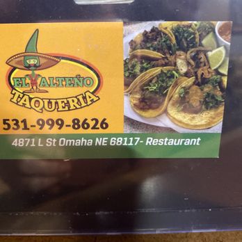 Taqueria El Alteño - El Alteno taqueria business card - Mexican Near Me - Omaha, Nebraska Taqueria El Alteño - El Alteno taqueria business card - Mexican Near Me - Omaha, Nebraska