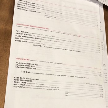 Fifty Parallel Tap & Grill - Dinner menu - Pubs Near Me - Campbell River, British Columbia